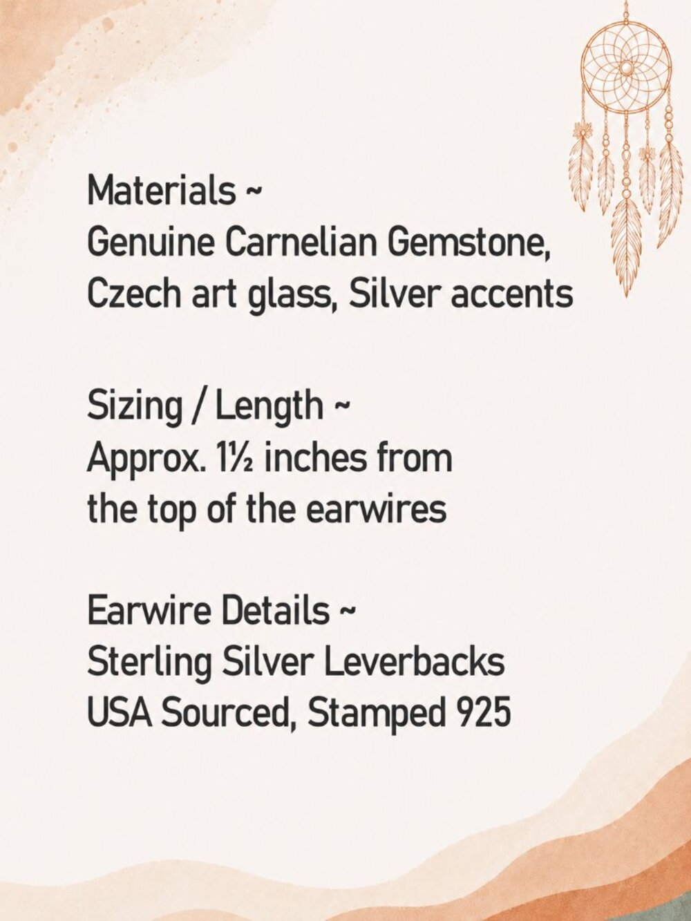 Southwest Earrings Gemstone 925 Sterling Silver Leverback Dangle Western Boho - Picture 2 of 8